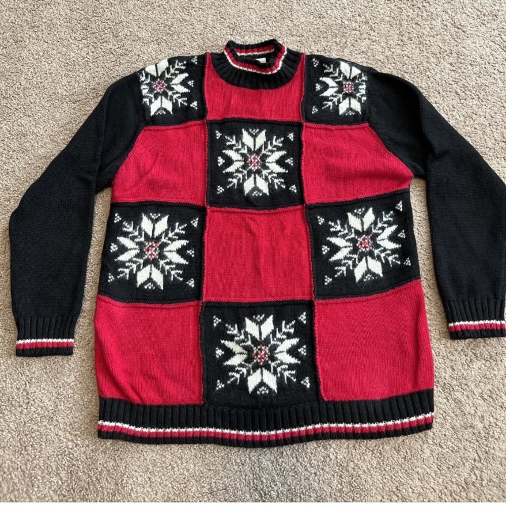 Vintage Patchwork Snowflake Christmas Sweater - image 1